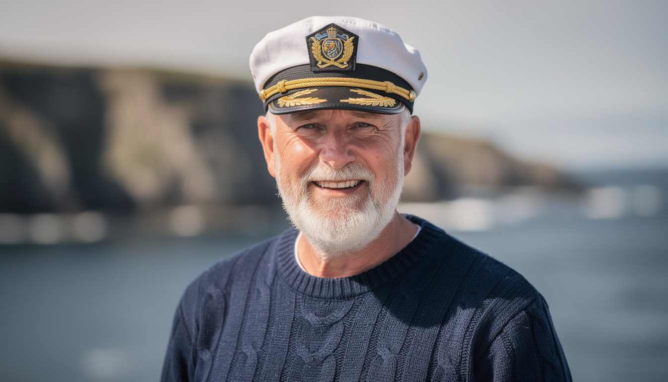 Captain Mike on whale watching boat in Digby